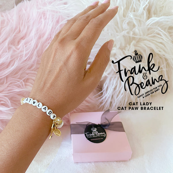 Cat Lady Pearl Bracelet Personalized Gold Pet Charm