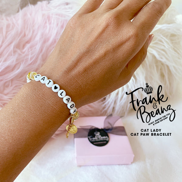 Cat Lady Pearl Bracelet Personalized Gold Pet Charm