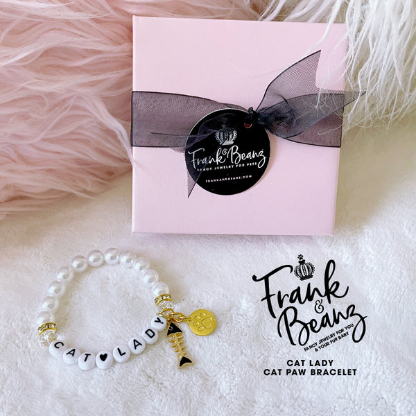 Cat Lady Pearl Bracelet Personalized Gold Pet Charm