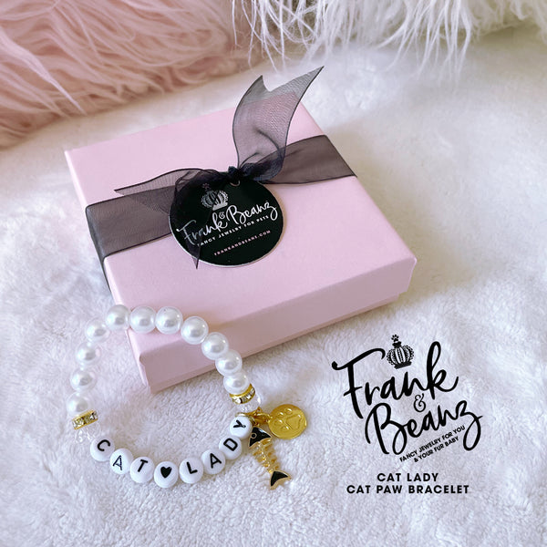 Cat Lady Pearl Bracelet Personalized Gold Pet Charm