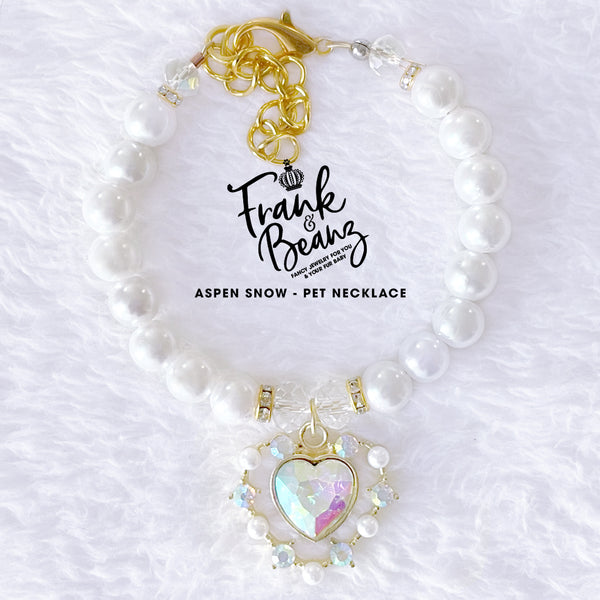 Aspen Snow Rhinestone Pearl Dog Necklace Pet Jewelry