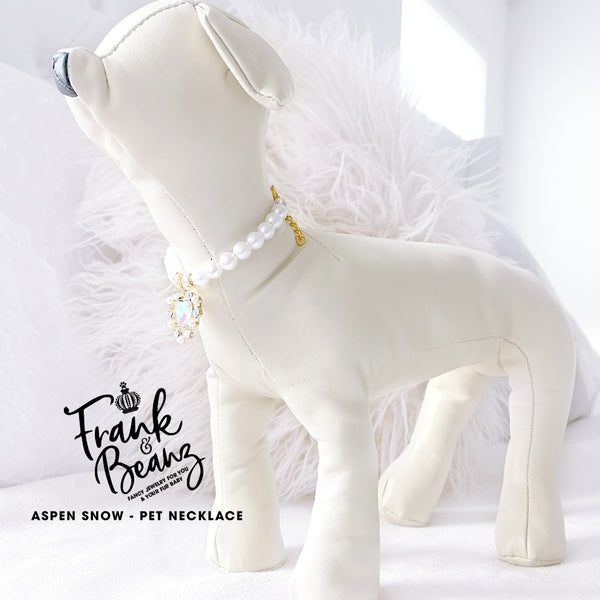 Aspen Snow Rhinestone Pearl Dog Necklace Pet Jewelry