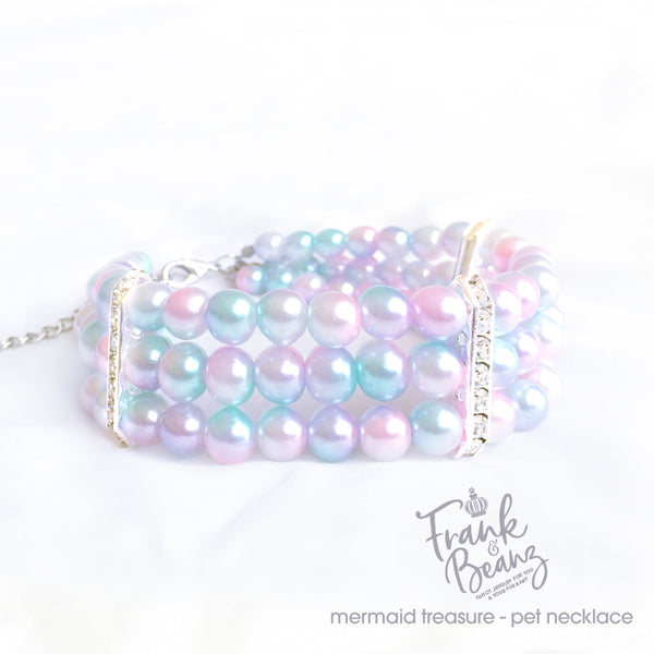 Mermaid 3 Layer Pearls Dog Collar Necklace Cat Collar Necklace
