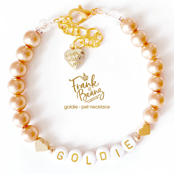 14k Gold Hearts Personalized Dog Necklace Pearl Cat Collar Necklace Pet Jewelry