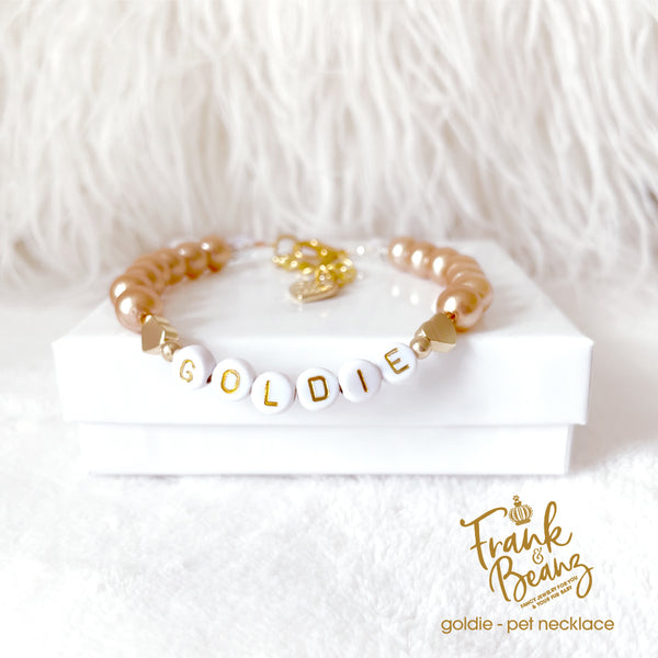 14k Gold Hearts Personalized Dog Necklace Pearl Cat Collar Necklace Pet Jewelry