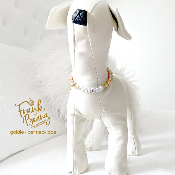 14k Gold Hearts Personalized Dog Necklace Pearl Cat Collar Necklace Pet Jewelry