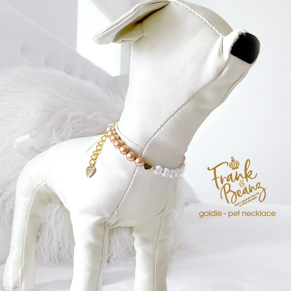 14k Gold Hearts Personalized Dog Necklace Pearl Cat Collar Necklace Pet Jewelry