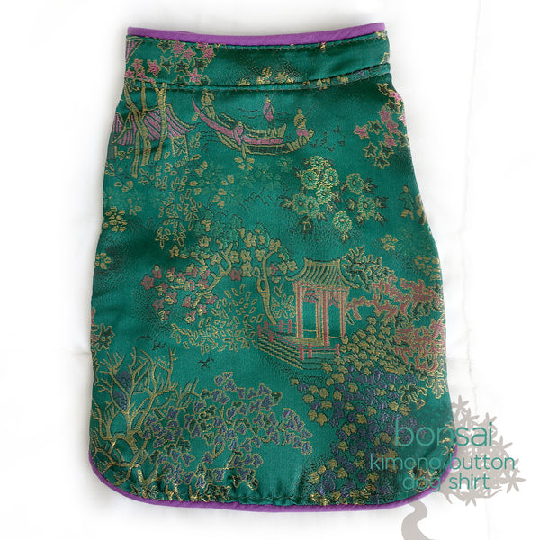 Bonsai- Emerald Green Kimono Button Dog Shirt