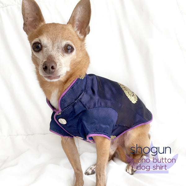 Shogun-Royal Blue Kimono Button Dog Shirt