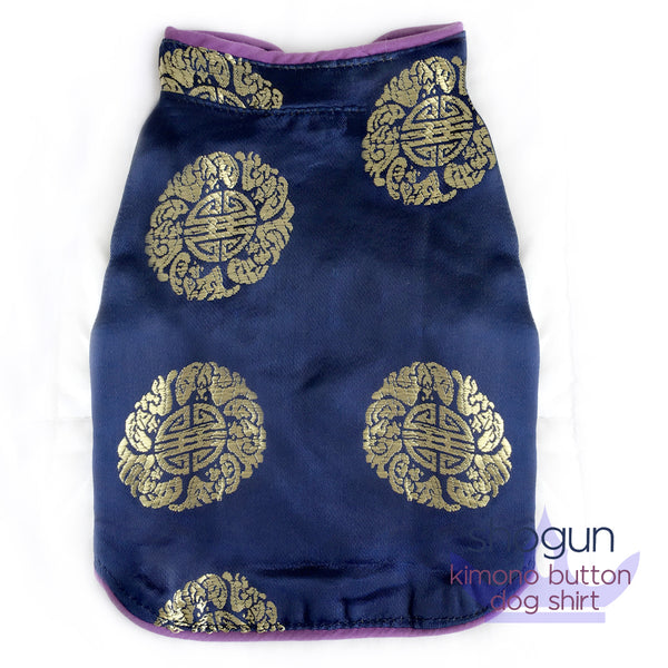 Shogun-Royal Blue Kimono Button Dog Shirt