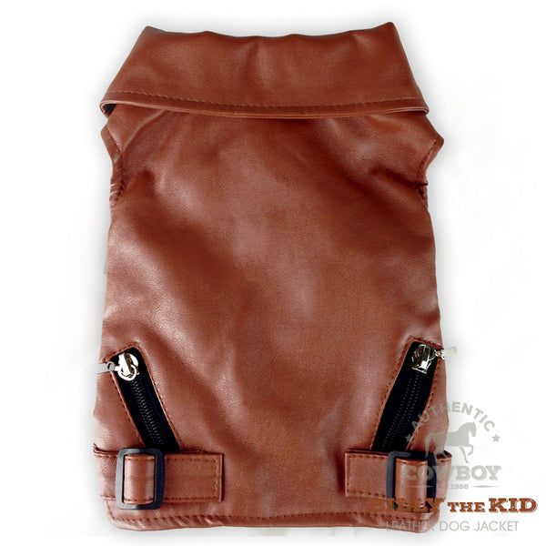 Brown Vegan Leather Dog Jacket Winter Dog Coat