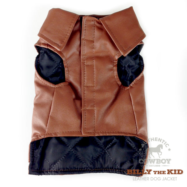 Brown Vegan Leather Dog Jacket Winter Dog Coat
