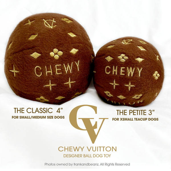 Chewy Vuitton Designer Catch Ball Dog Toy – FrankandBeanz Fancy Jewelry and  Toys for Pets