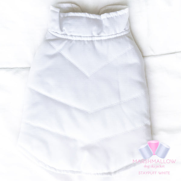 StayPuff Marshmallow- White Ski Jacket for Dogs, Winter Dog Coats