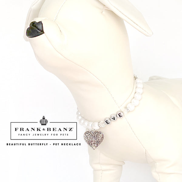 Beautiful Butterfly Silver Pearl Pet Necklace for Cats Dogs Pet Jewelry