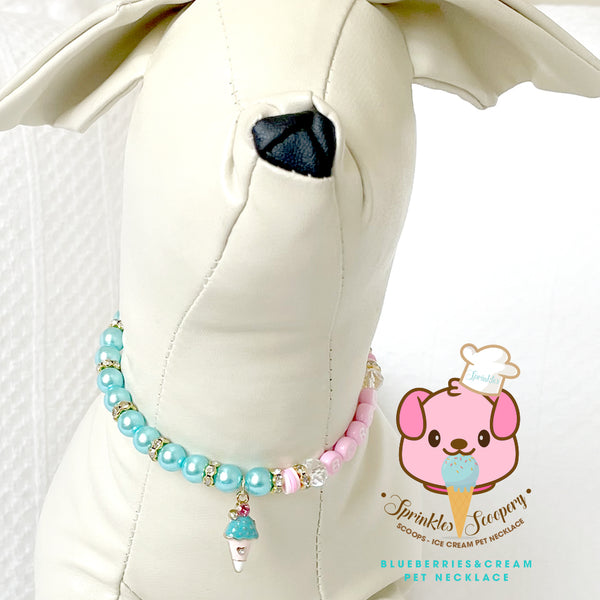 Blueberry Ice cream Pearl Dog Necklace Cat Necklace Milky Pearl Luxury Pet Jewelry