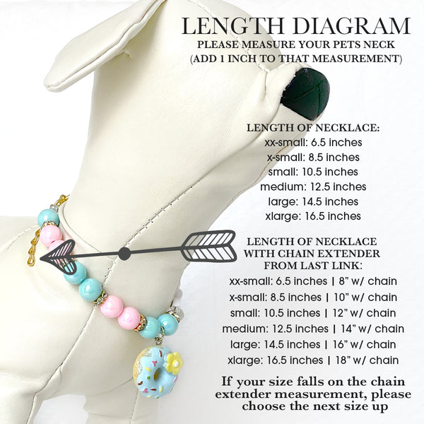 Blue Hawaii Sprinkles Donut Pearl Dog Necklace Pet Necklace Luxury Pet Jewelry