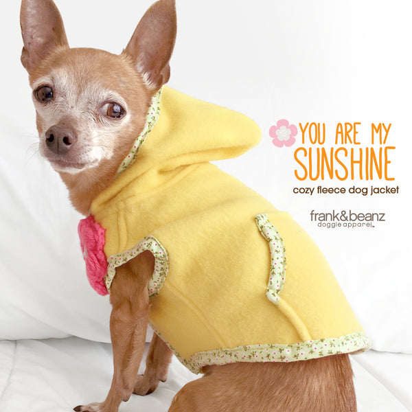 You Are My Sunshine Yellow Fleece Dog Hoodie