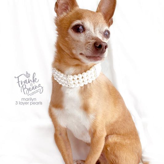 Marilyn 3 Layer Pearls Dog Collar Necklace Cat Collar Necklace