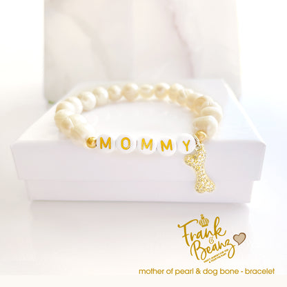 Freshwater Pearl Dog Mom Bracelet with Bone Charm