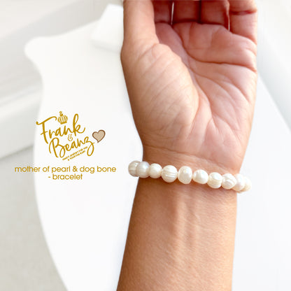 Freshwater Pearl Dog Mom Bracelet with Bone Charm