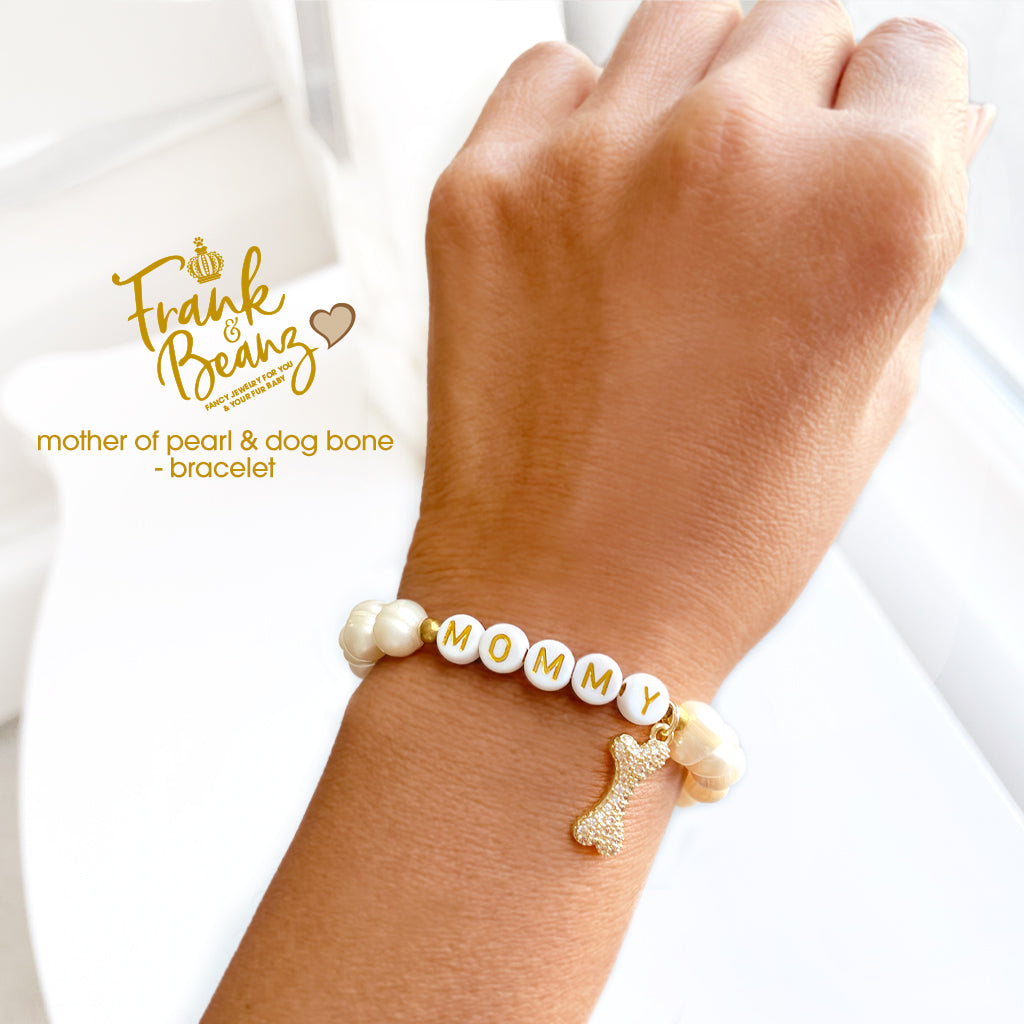 Freshwater Pearl Dog Mom Bracelet with Bone Charm