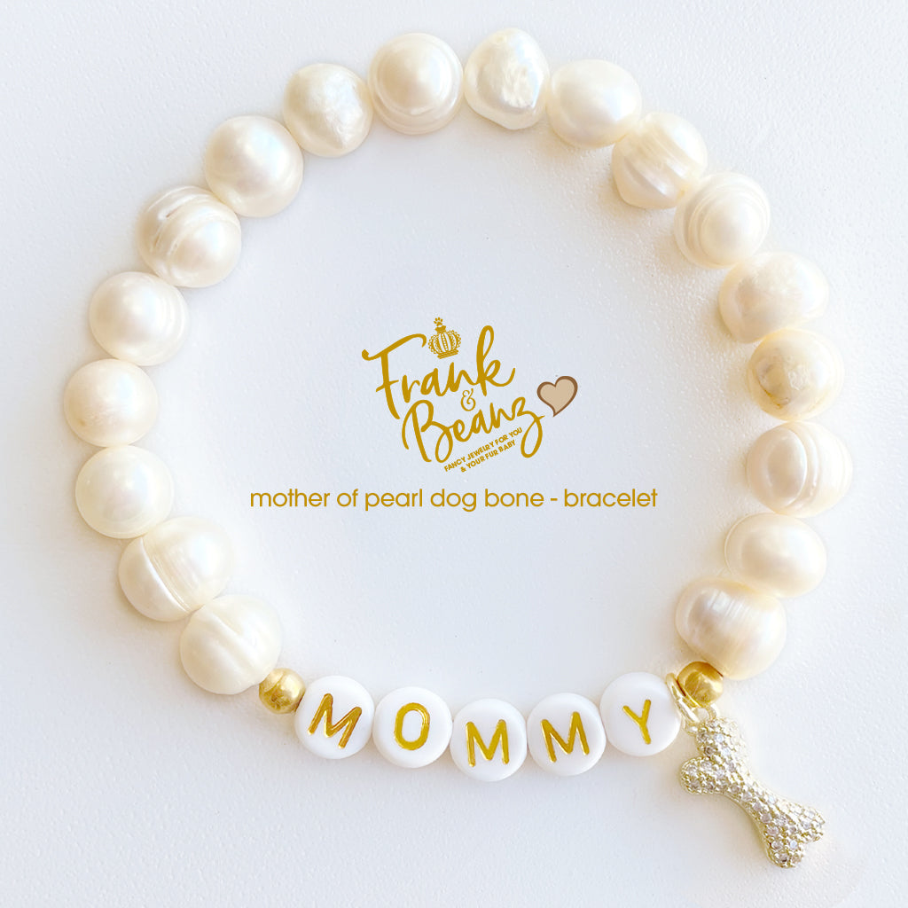 Freshwater Pearl Dog Mom Bracelet with Bone Charm
