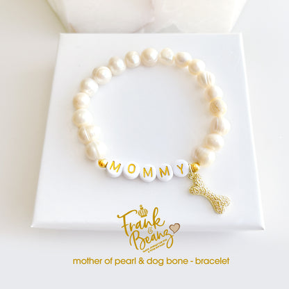 Freshwater Pearl Dog Mom Bracelet with Bone Charm