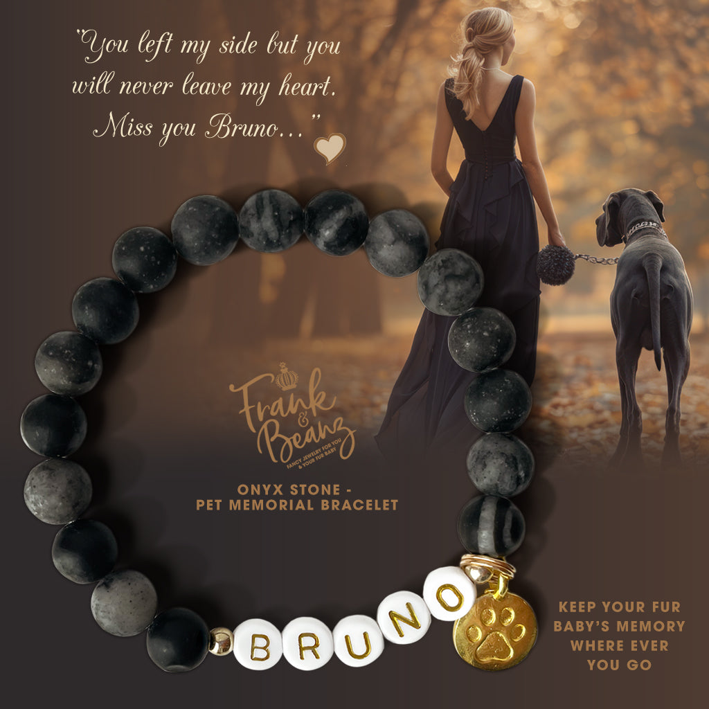 Custom Paw Print Cream Onyx Bracelet – Pet Keepsake or Memorial