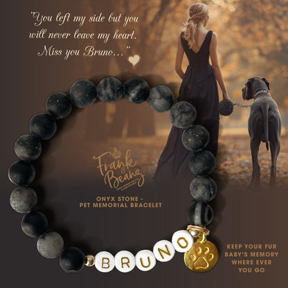 Custom Paw Print Cream Onyx Bracelet – Pet Keepsake or Memorial