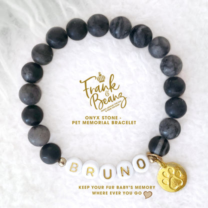Custom Paw Print Cream Onyx Bracelet – Pet Keepsake or Memorial