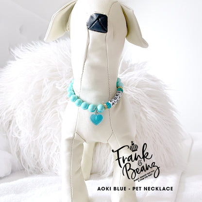 Aoki Blue Personalized Pearl Dog Necklace Luxury Cat Collar