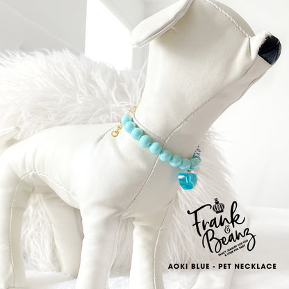 Aoki Blue Personalized Pearl Dog Necklace Luxury Cat Collar