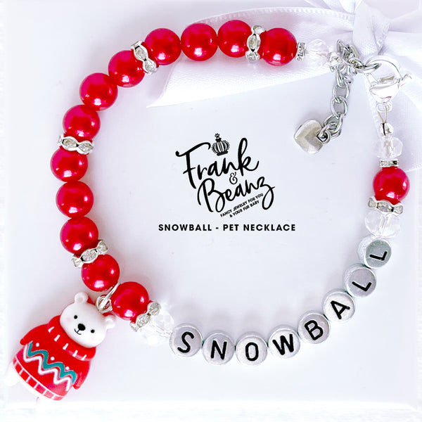 Snowball Polar Bear Pearl Dog Necklace Christmas Cat Necklace Luxury Holiday Pet Jewelry