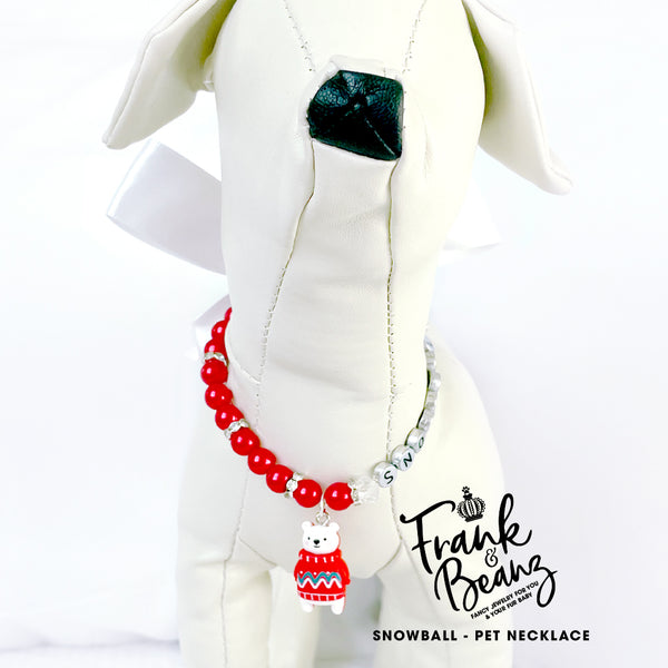 Snowball Polar Bear Pearl Dog Necklace Christmas Cat Necklace Luxury Holiday Pet Jewelry