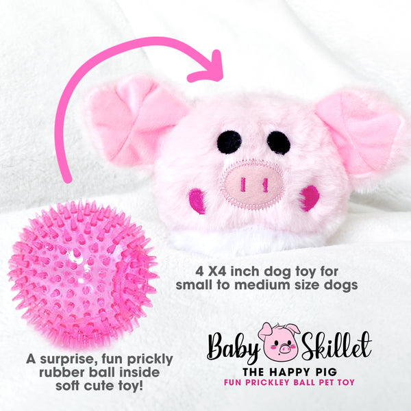 Baby Skillet the Pig Rough Play Squeaky Ball Dog Toys for Small Medium Dogs