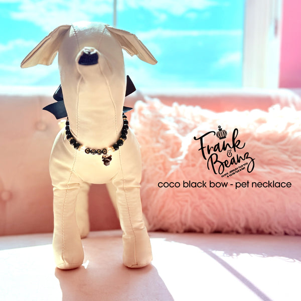 Black Crystal Bow Pet Necklace for Cats & Dogs