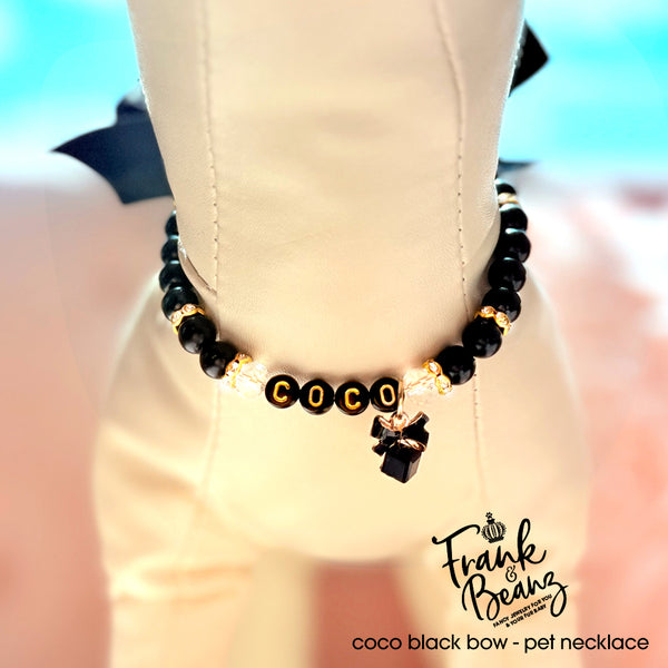 Black Crystal Bow Pet Necklace for Cats & Dogs