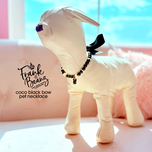 Black Crystal Bow Pet Necklace for Cats & Dogs