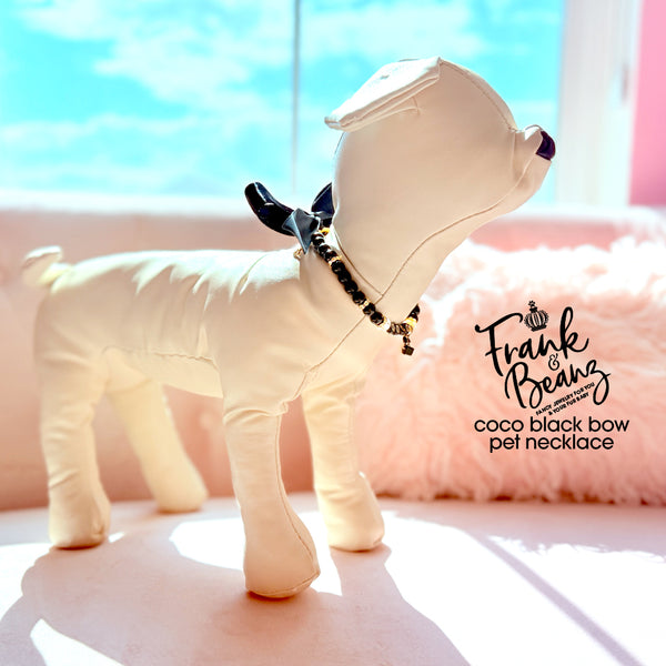 Black Crystal Bow Pet Necklace for Cats & Dogs