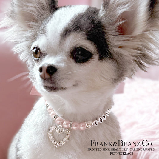 Diamond Crusted Frosted Pink Pearl Pet Necklace