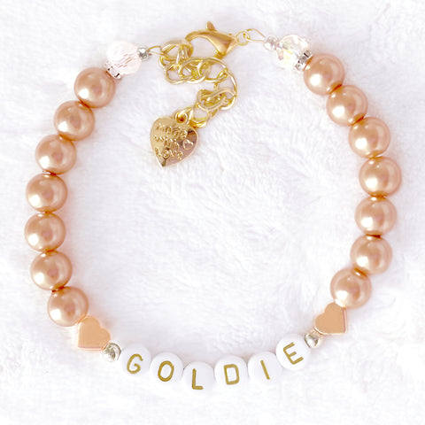 14k Gold Hearts Personalized Dog & Cat Pearl Necklace