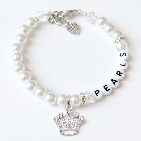 My Little Princess Pearl Dog & Cat Necklace with Rhinestone Crown