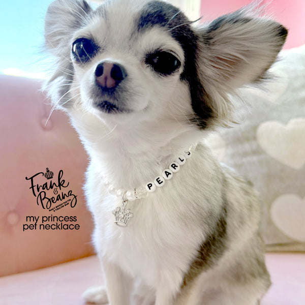 My Little Princess Pearl Dog & Cat Necklace with Rhinestone Crown