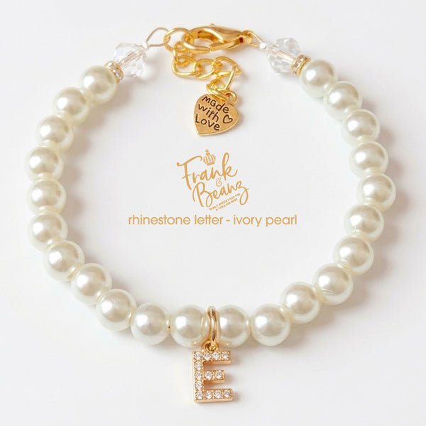 Rhinestone Gold Letter Charm Pet Necklace