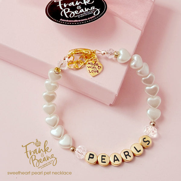 Heart Shaped Pearls Cat & Dog Necklace - Custom Pet Jewelry