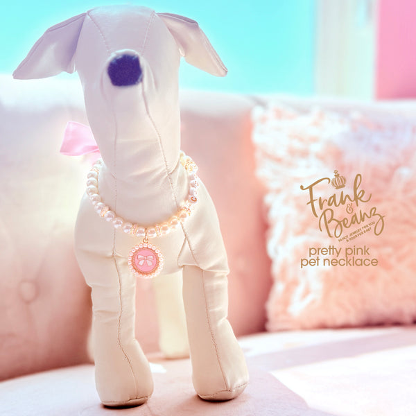 Pretty Pink Bow Pet Necklace - Personalized Pet Jewelry