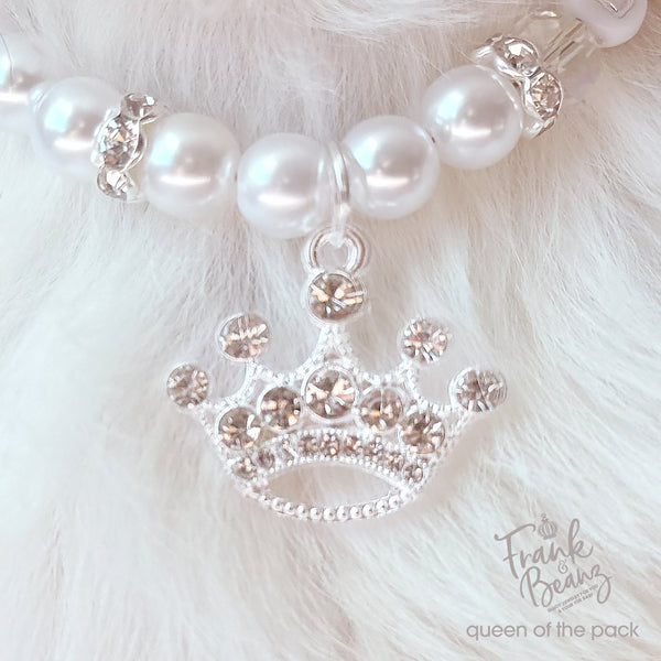 Queen of the Pack Rhinestone Silver Crown Dog & Cat Necklace