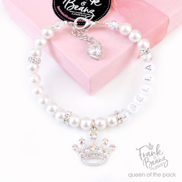 Queen of the Pack Rhinestone Silver Crown Dog & Cat Necklace