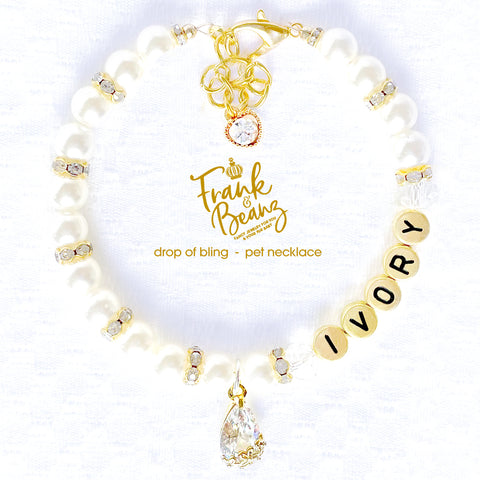 Drop of Bling Pearl Dog Necklace Cat Necklace Luxury Pet Jewelry